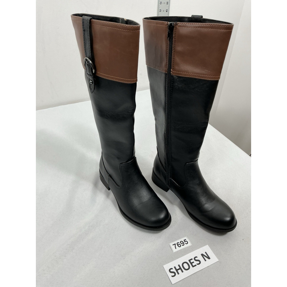 Woman’s Excellent Condition Soda 2 Tone Knee High Riding Boots 6.5 Black Brown
